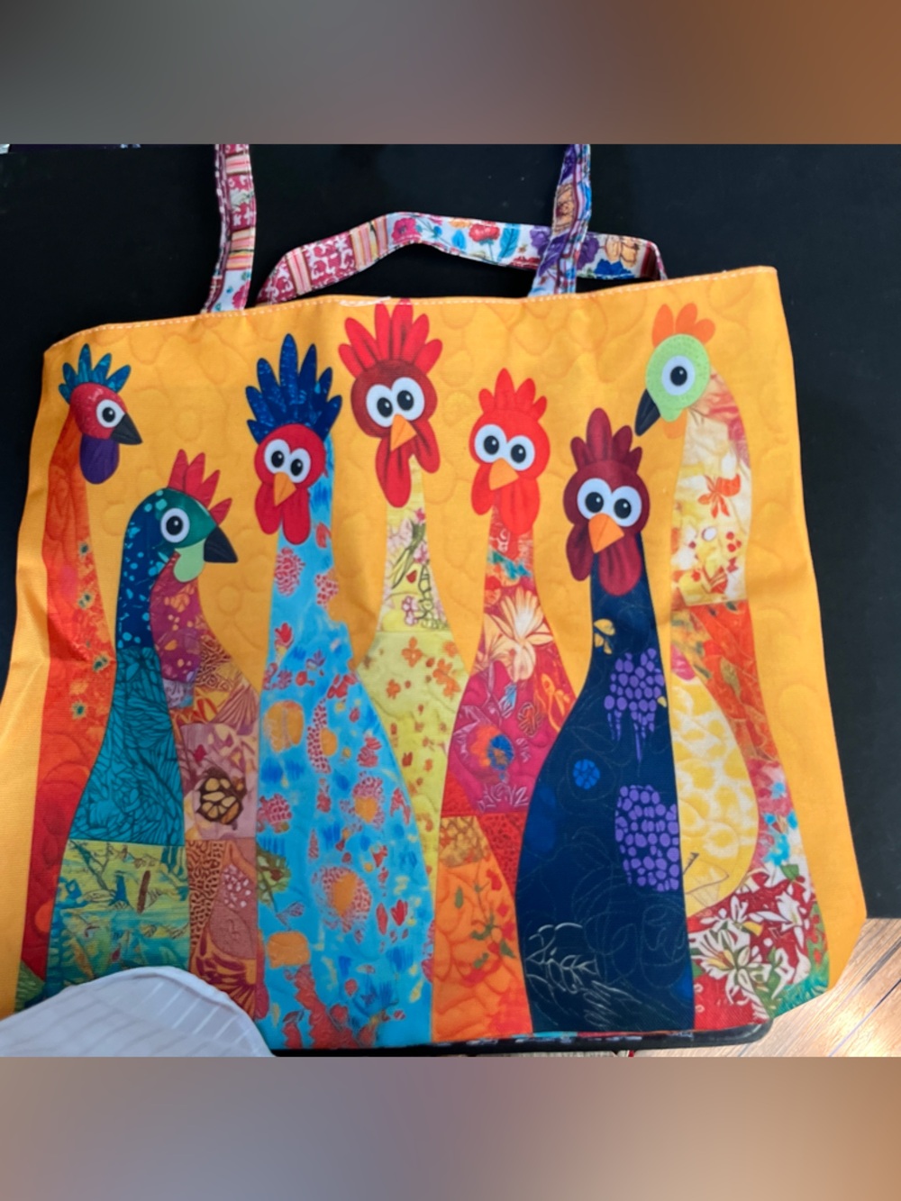 NBA Colorful Rooster Patchwork Tote - Yellow, Blue, Red, Orange